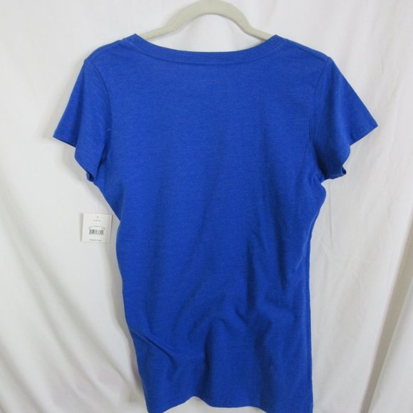 Holiday Time Let it Snow Snowman Blue Short Sleeve T Shirt Joy Cheer Size Medium - Picture 6 of 6